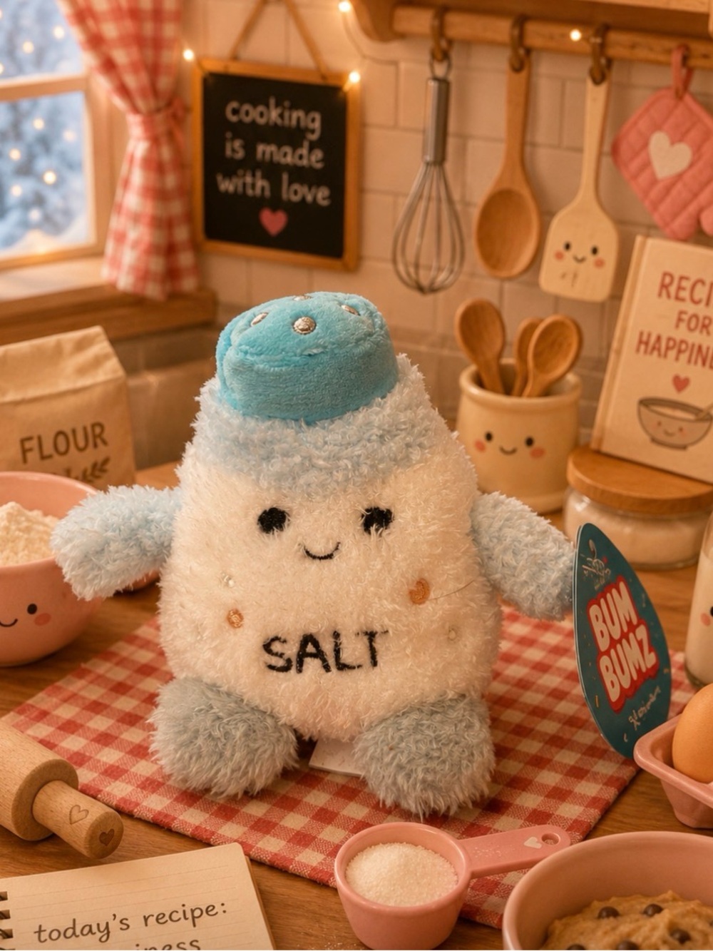 4.5 BumBumz Blue & White Plush 'Salt' Stuffed Toy - Cute Kitchen Character
